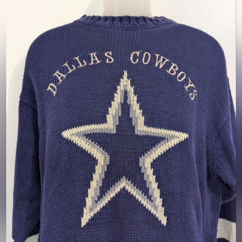 VTG Dallas Cowboys 80s 90s Sporty Athletic Fan Preppy Cozy Retro Knit Sweater L - Picture 3 of 8